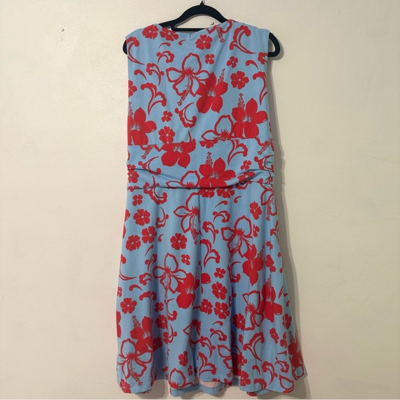 Lands' End Red and Blue Floral Midi Dress small flaw - Picture 5 of 7